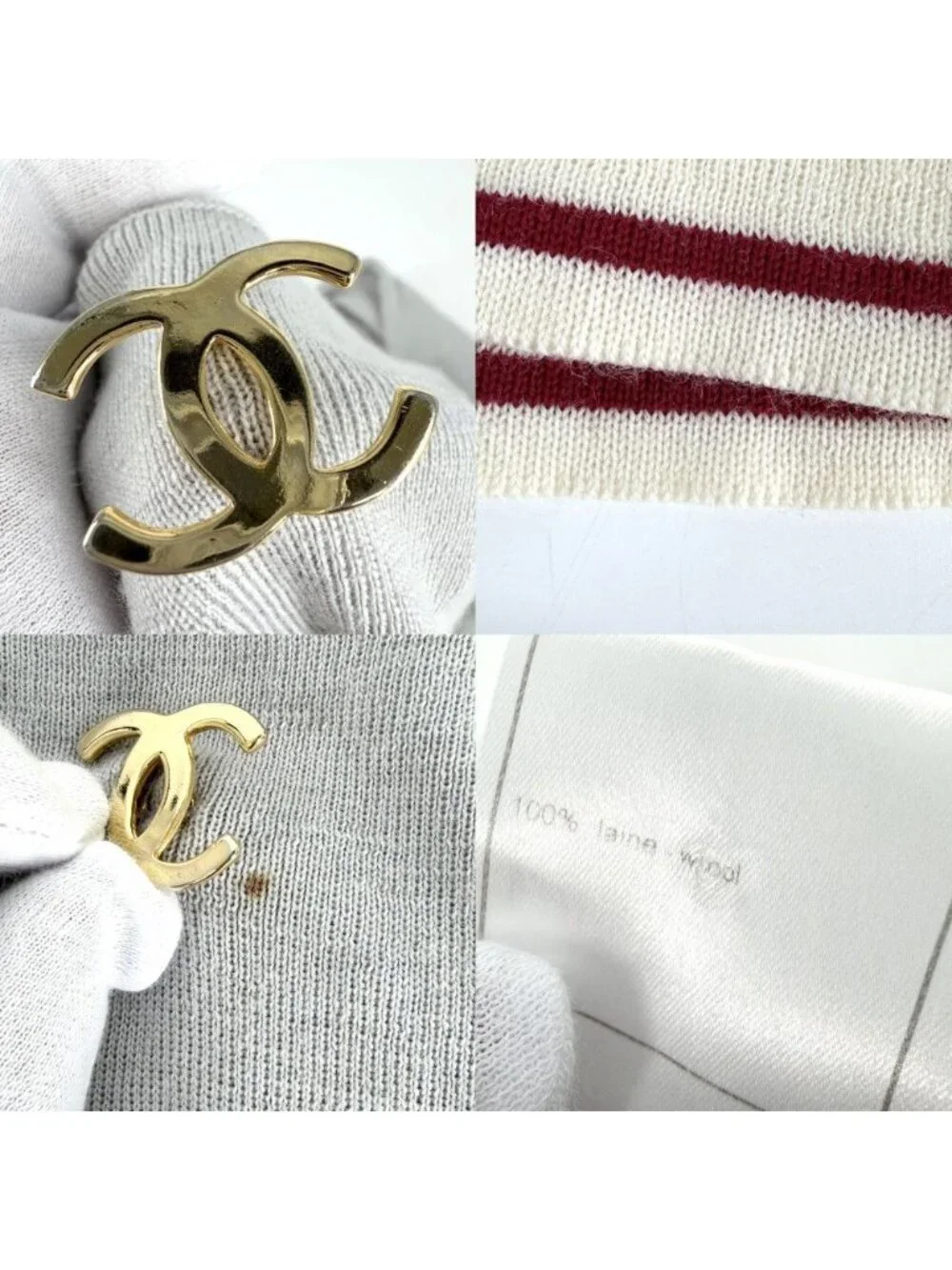 Chanel Top CC Logo Sweatshirt 50 Gray Ivory Gold Wool Spring Autumn Winter